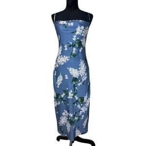 Keepsake The Label Blue Hydrangea Midi Slip Dress Size L